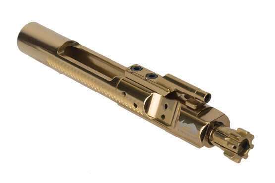 Cryptic Coatings Mystic Gold AR-15 bolt carrier group uses a standard 5.56 NATO magnetic particle inspected bolt assembly